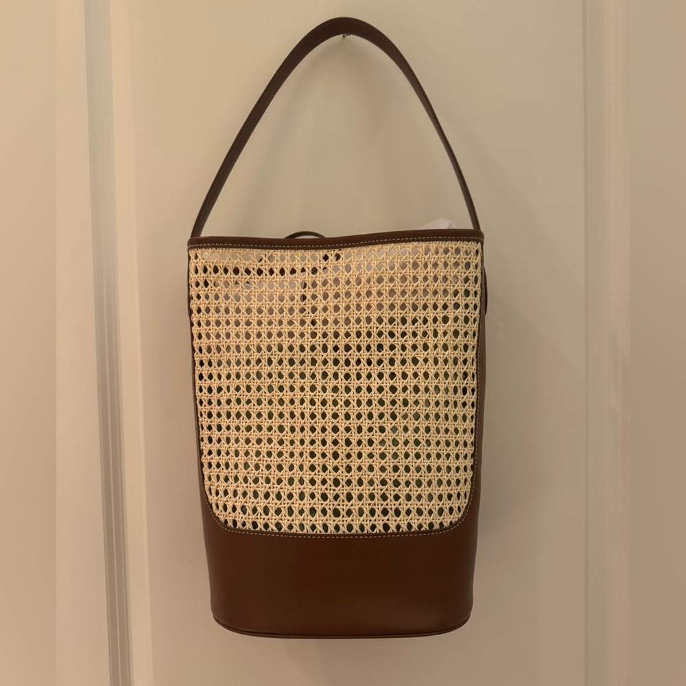 J. Crew Berkeley Bucket Tan and Brown Woven Shoulder Bag - Picture 6 of 8